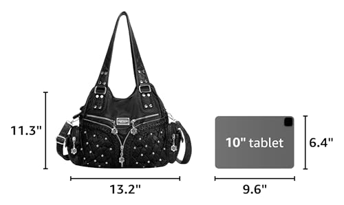 Angel Barcelo Purses for Women Large Shoulder Bag Soft Hobo Bags for Women - color: Stylish Black