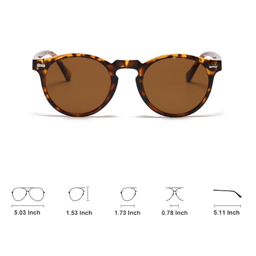Ridering Kids Polarized Round Sunglasses,Cute Retro Sun Glasses for Toddler Girls Boys Party Beach Shades Age 3-9 - color: Black+brown Leopard