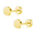 ZDE Women Earrings Flat Back Dot Earrings Titanium Hypoallergenic Cartilage Non-Nickel Earrings Studs for Sensitive Ears Simple Classic 3mm/4mm/5mm/6mm Screw On Stud Earring - color: Gold, size: 6MM