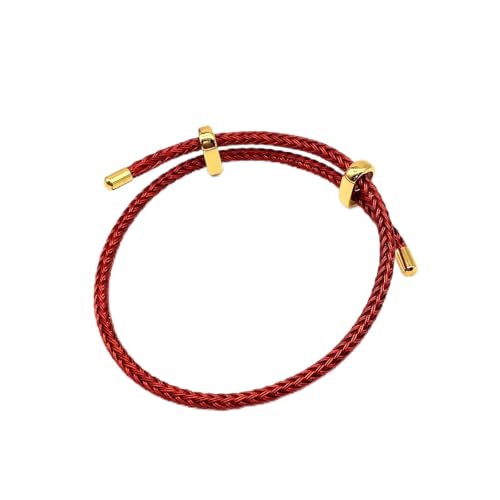 Caiyao Unisex Steel Rope Bracelet Couple Bracelet Simplicity Fashion Titanium Buckle Adjustable Wire Rope Bracelet for Women Men Jewelry Gift - color: red
