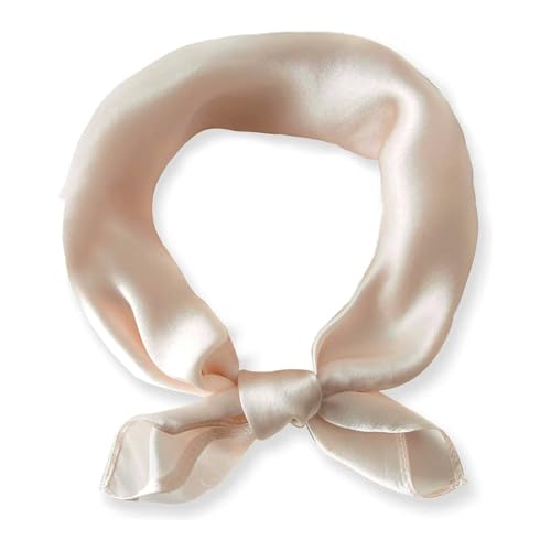 Ciormis 100% Mulberry Silk Scarf-Women's 21''/27''Square Silk Hair Head Scarf Neckerchief with Gift Packaged - color: 21''x 21''-style 03-beige