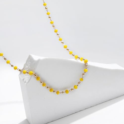 Beaded Choker Necklaces for Women 18k Gold Plated Dainty Gold Choker Necklaces for Women - style: yellow choker