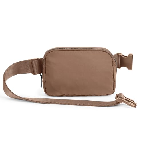 ODODOS Unisex Mini Belt Bag with Adjustable Strap Small Fanny Pack for Workout Running Traveling Hiking, Brown - color: Brown