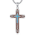Turquoise Necklaces 925 Sterling Silver Western Necklace Boho Jewelry for Men Women Her Birthday Valentines Day Gifts - style: 9-Wood Grain Cross Necklace