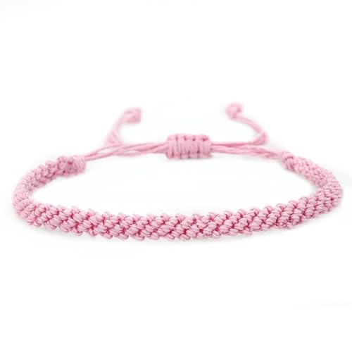 1/2Pcs Set Tibetan Rope Braided Rope String Adjustable Bracelet for Women Men Jewelry Handmade Bohemian Lucky Protection Bracelet Colorful - color: Pink