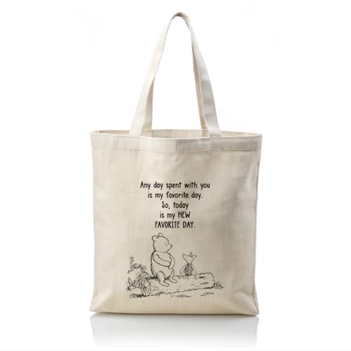 Canvas Tote Bag Aesthetic for Women,Reusable Canvas Cute Shoulder Bag for Grocery, Shopping, Beach & Daily Use - color: Bear 1