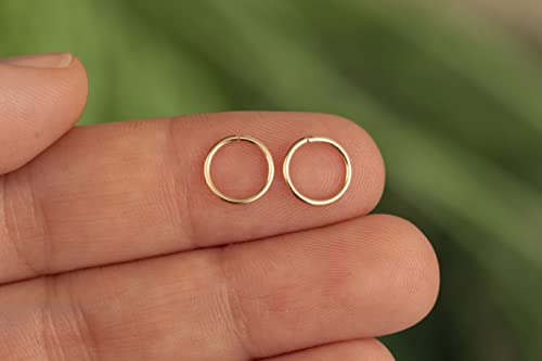 Gold Hoop Earrings Silver Hoop Earrings - Hoop Earrings For Women Two Pcs Of Thin Gold Filled Sterling Silver Hoops, Helix Hoop, Tragus Ring, Cartilage Hoop - color: Gold, style: 6mm 20 gauge / 1 pair