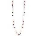 FULU AUTUMN Boho Gold Long Necklaces for Women Natural Stone Beaded Layered Long Necklace Mothers Day Gifts Dainty Flower Costume Jewelry for Women - color: Purple