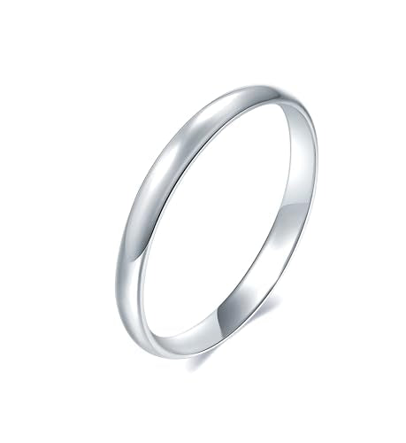 MINDDHA 14K Gold/White Gold Plated Rings for Women, Wedding Band, Stackable, Knuckle, Dainty Thumb & Pinky, Non Tarnish/Silver, Gold Rings for Women 2mm 4mm 6mm Band Sizes 4-12 - color: 2mm Silver-Tone