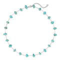 Created Turquoise Necklace for Women 14K Gold Plated Beaded Heart Choker Boho Necklaces Handmade Beach Summer Everyday Western Jewelry Gifts - color: Silver Chain, style: Irregular
