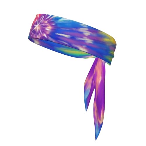Sports Tie Headband Bandana Running Athletic Sweat Band Elastic Adjustable Sport Head Tie for Men Women Head Ties Ninja Tie Headbands Tennis Sweatbands Soccer Basketball Teams Running Head Band - color: Tie Dye