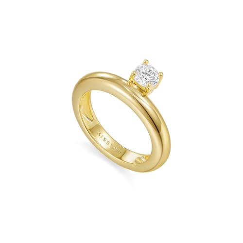 KissYan Band Ring for Women, 14K Gold Plate Dainty Pave Pear or Circle CZ Eternity Thick Chunky Engagement Statement Ring Valentine Fashion Gifts - size: 6, style: Style2