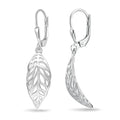 LeCalla 925 Sterling Silver Drop Earrings | Lever-Back Drop Earrings | Hypoallergenic Silver Teardrop Leverback Dangle Earring for Women Jewelry Gifts - color: Boho Leaf Drop-38MM