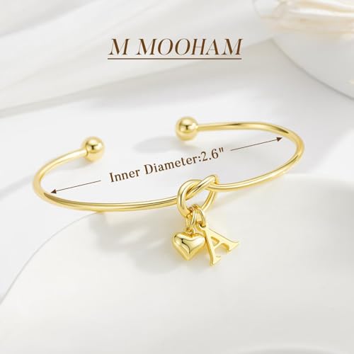 M MOOHAM Knot Initial Bracelets for Women Teen Girls 14K-Gold-Plated Dainty Initial Bracelets for Women Heart Letter Bracelet Jewelry Personalized Bridesmaid Proposal Gifts - color: M