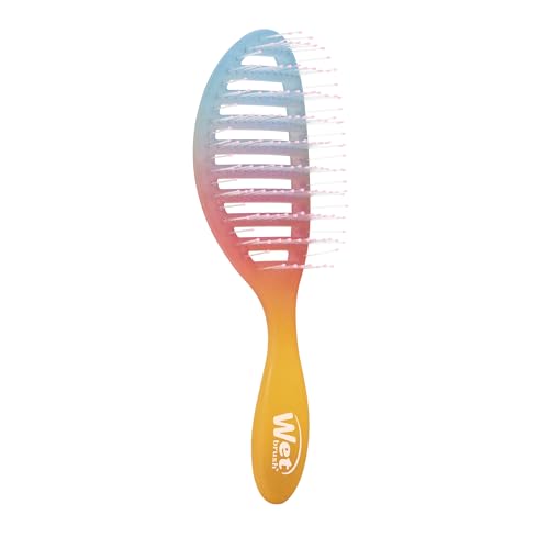 Wet Brush Speed Dry Hair Brush With Blow Dry Safe Bristles & Vented Design For Faster Drying Time, Ergonomic Handle, Reduces Breakage & Detangles All Hair Types, Limited Edition Electric Sky Pink - color: Electric Sky Pink Sunset, size: 1 Count (Pack of 1
