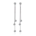 Long Chain Earrings for Women - Sterling Silver Cubic Zirconia CZ Crystal Bridal linear Dangle Drop Earrings for Wedding Girls Party Prom Hypoallergenic Costume Jewelry - color: 14k White Gold Plated
