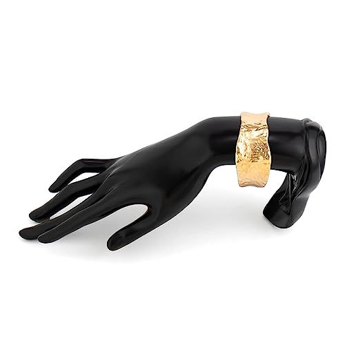 COLORFUL BLING Minimalist Hammered Irregular Cuff Bracelets for Women Open Wide Chunky Cuff Statement Wrap Bangle Bracelet - color: irregular gold