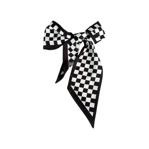 Hair Head Neck Bag Long Scarf Versatile Wrap for Women Soft & Lightweight for Everyday Chic - color: 41 Black Checkerboard 3.7 X 38 Inch