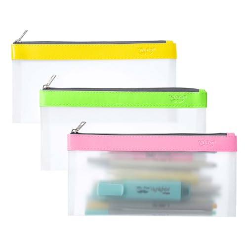 Mr. Pen- Clear Pencil Pouch, 8.50"x4.25", 3 Pack, Durable TPU Material | Medium Water-Resistant Pencil Bags with Smooth Zipper, Multipurpose Clear Pouch for Stationery, School, Office - color: Candy, size: 3 Pack, Medium
