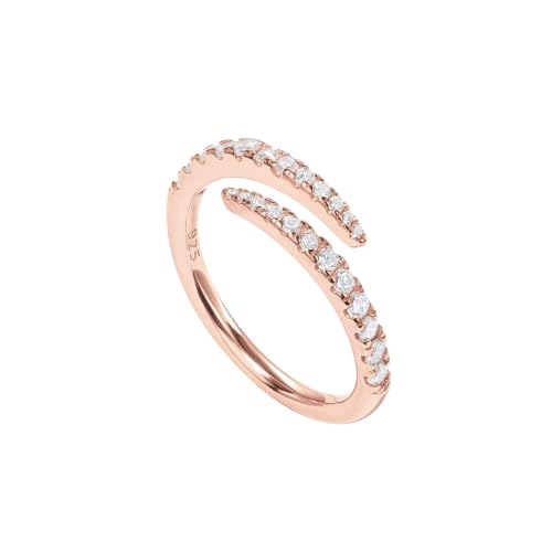 PAVOI 14K Gold Plated Cubic Zirconia Open Twist Eternity Band for Women - color: Rose Gold, size: 10