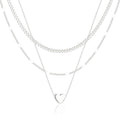 WomenGifts Layered Gold Necklaces for Women, 14K Gold Sterling Silver Plated Dainty Pendant Necklace Set Non Tarnish, Chunky Stackable Cuban Chain Choker, Trendy Birthstone Vacation Jewelry Gift - color: Silver, style: Heart Trio