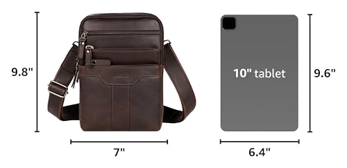 Leather Messenger Bag for Men, Small Leather Sling Shoulder Bag Messenger Pack for Men, Man Purse - color: Dark Coffee