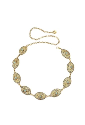 Women’s Bohemian Waist Chain, Vintage Adjustable Belly Chain for Dress Jeans Country Concert Outfit - color: Gold, size: Fit Waist up to 36''