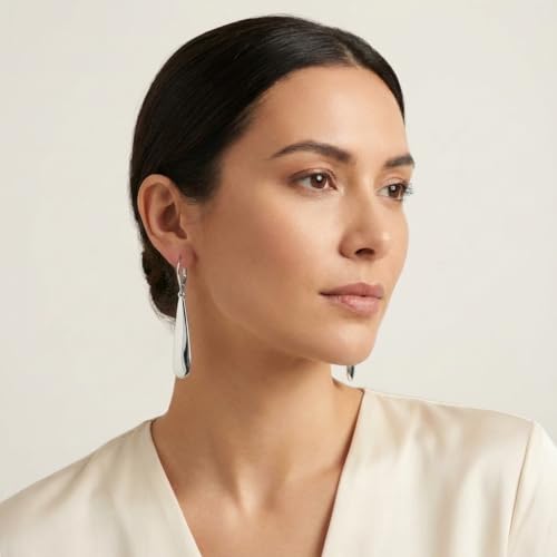 Leverback Dangle Drop Earrings for Women, Hypoallergenic Lightweight Minimalist Jewelry, Fashion Gift for Her, Birthday Anniversary - color: B-Silver