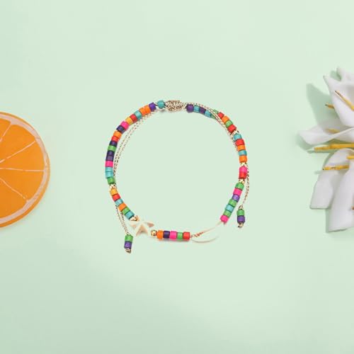 Starfish Ankle Bracelet for Women Elastic Heart Anklet Stretchy Waterproof Ankle Bracelet Colorful Beaded Anklet Boho Love Ankle Bracelet Silver Summer Beach Anklet Jewelry Accessories - color: othera