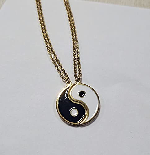 Gold Silver Yin Yang Pendant Necklace for Couples - color: IP Gold Plated Stainless Steel