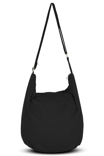 Your Cozy Hobo Sling Bags For Women Crossbody Bag Thai Top Handmade Shoulder Bag with Adjustable Strap - color: Black
