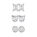 SEADAY 14K Gold Plated Hoop Stud Earrings for Women, Dainty Fashion Jewelry Accessories, Gifts for Women - color: Silver-3 Pairs
