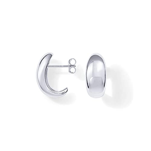 PAVOI 14K Gold Plated 925 Sterling Silver Post Huggie Earrings | Gold Dome Huggie Hoop Earrings for Women - style: White Gold