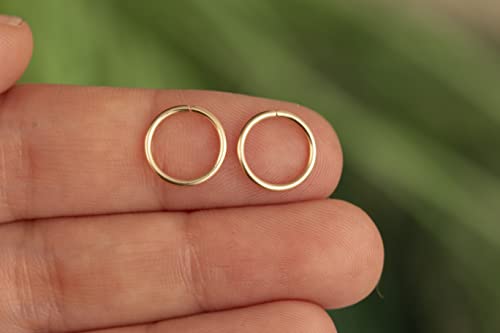 Gold Hoop Earrings Silver Hoop Earrings - Hoop Earrings For Women Two Pcs Of Thin Gold Filled Sterling Silver Hoops, Helix Hoop, Tragus Ring, Cartilage Hoop - color: Gold, style: 8mm 18 gauge / 1 pair