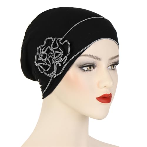 Headwrap Turbans for Women - Twist Soft Floral Solid Caps Pre Tied Chemo Beanies Headwear Hat for Cancer - color: Black Dark Gray