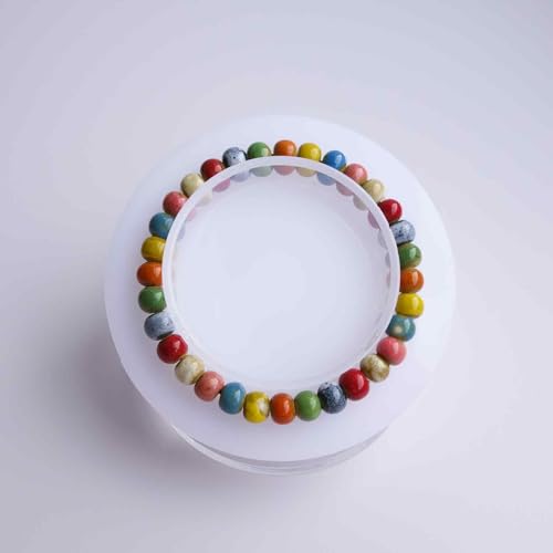 Handmade Multi-Color Faceted Ceramic Beads Bracelet for Women, Boho Stretch Bracelet with Oval Colorful Glazed Beads, Adjustable Bohemian Jewelry Gift for Mom Wife - color: small colorful