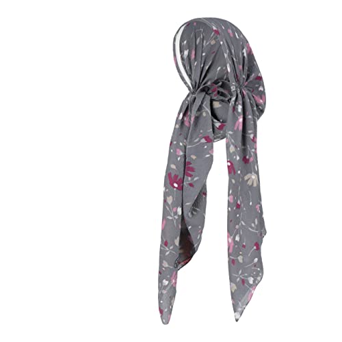 Pretied Head Scarves for Women Featuring Lightweight Crimped Material and Attractive - color: Floral Grey