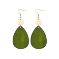Elisheva Bohemian Lightweight Mother of Pearl Shell Drop Dangle Earrings for Women, Boho Chic Hippie Waterdrop Statement Jewelry Gift - color: olive green
