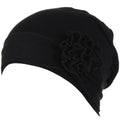 Headwrap Turbans for Women - Twist Soft Floral Solid Caps Pre Tied Chemo Beanies Headwear Hat for Cancer - color: Black