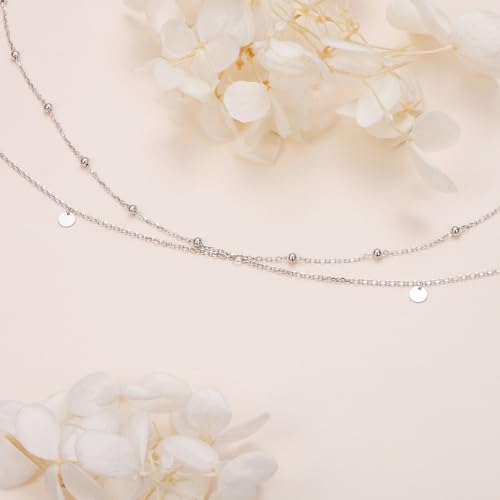 Waist Chain for Women,S925 Sterling Silver Body Chain Layered rope Waist Chains Sexy Bikini Beach Beads Chain Summer Waterproof Body Jewelry Adjustable 30-38 Inch - style: Simple