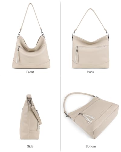 MASINTOR Hobo Crossbody Bags for Women, 2 in 1 Convertible Leather Crossbody Purse Handbags Shoulder Bags with Tassel - color: Apricot