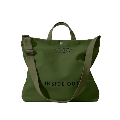 Canvas Tote Bag For Women inside out bag Crossbody Handbag with Adjustable Strap and Coin Purse for Work,Travel,Grocery - color: Army Green