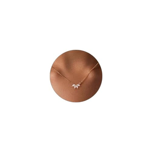 Luxval Diamond Pendant Gold Necklace for Women，Dainty 18k Gold Plated Choker Necklaces Simple Gold Jewelry Gifts for Women Girls - color: Gold-Flower