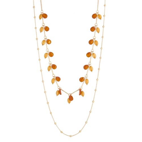 BULINLIN Layered Long Necklaces for Women Long Beaded Chain Necklace CostumeJewelry Mothers Day Gifts for Mom - color: Brown