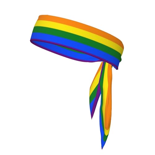 Sports Head Tie Westie Dogs Beach Summer Tropical Tie Sweatband Headband Men Women Elastic Bandana Adjustable Non-Slip Moisture Wicking for Running Football Yoga Workout Athletic Hair Ninja Head Band - color: Gay Pride Flag Rainbow
