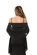 Shawls and Wraps for Evening Dresses Sheer Chiffon Women Elegant Soft Silky Sparkly Wedding Bridal Scarf - color: Black C