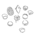 10 Pcs Chunky Gold Rings for Women Open Adjustable Star Geometry Ring Stacking Knuckles Rings Set Boho Prom Costume Fashion Jewelry - color: silver