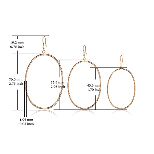 POPLYKE Sterling Silver/Rose Gold/Gold Plated Large Hoop Earrings Circle Dangle Drop Earrings for Women 40 50 60 70 80mm - color: rose gold hoop, size: 70mm
