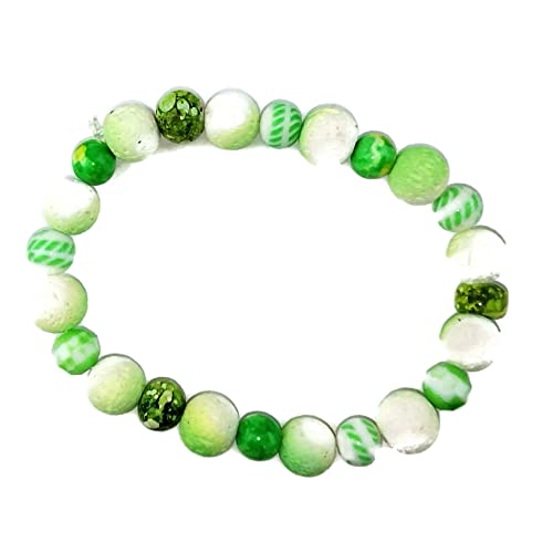 Layered Bone Bead Lime Green Stretch Bracelets - Boho Style - Spring Jewelry - Gift for Women - Stackable - Set of 3