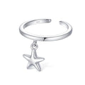 CHIC & ARTSY 925 Sterling Silver Open Toe Ring for Women - Lightweight Comfortable Yoga Toe Rings, Adjustable Stackable Toe Rings, Boho Coastal Vacation Beach Foot Jewellery - color: Starfish